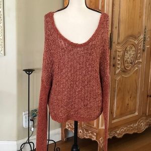 Free People Oversized V-neck Knit Sweater